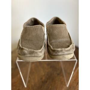Crocs Santa Cruz II Youth Boy's Size j4 Shoes Khaki Canvas Slip On Kids Loafer